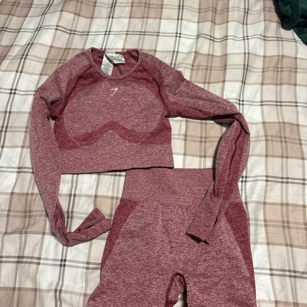 Gymshark Pink Long Sleeve and Shorts Set